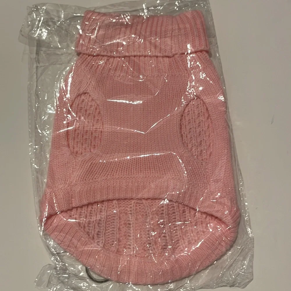 Cat Sweater Turtleneck Light Pink Size Small
